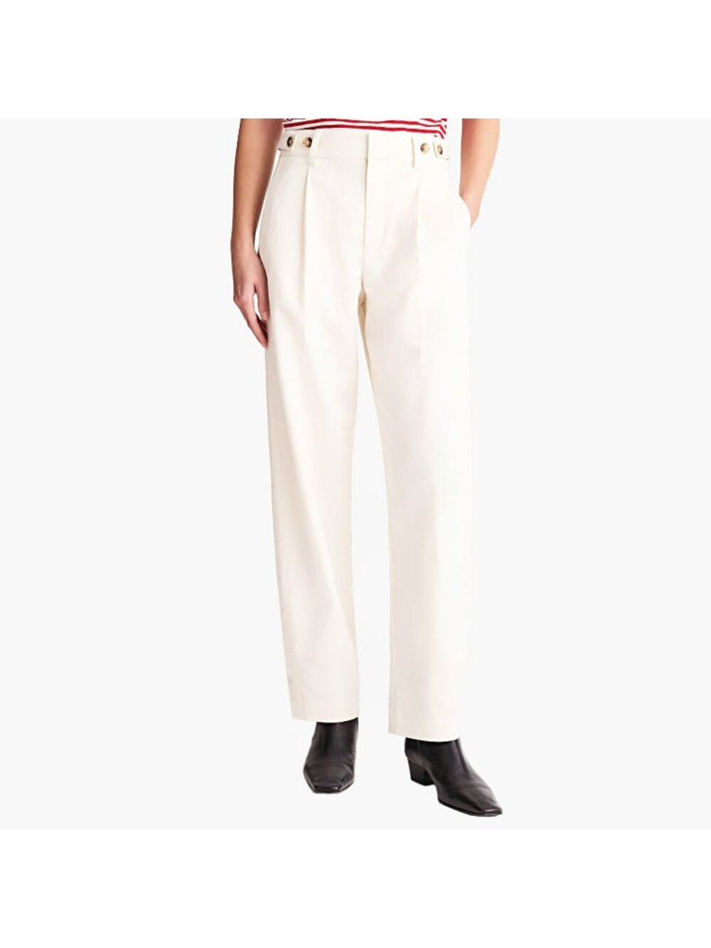 Madewell The Short Barrel-Leg Pant in Drapery Twill Ivory Size 10S X 24 NWT 024